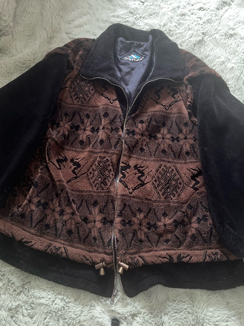 Denali Men's Brown & Black Patterned Fleece Jacket